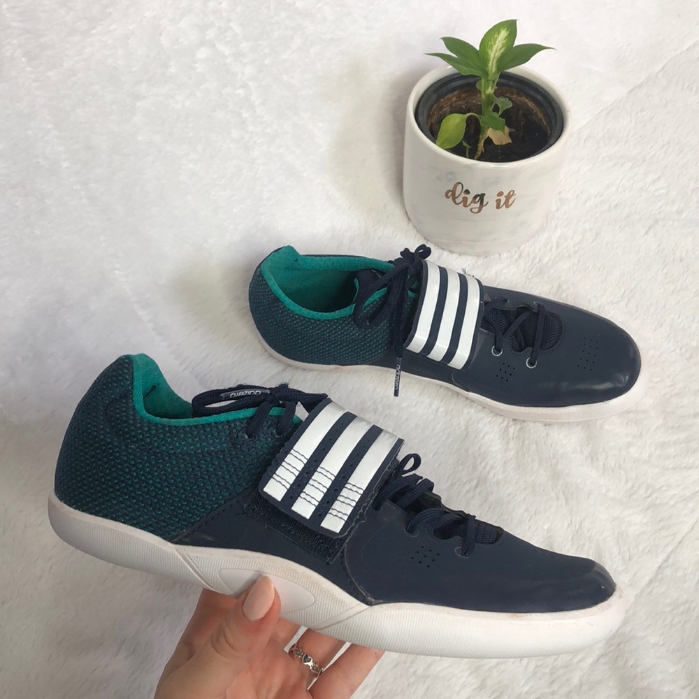 Adidas Adizero Navy and Teal Velcro Tie Sneakers